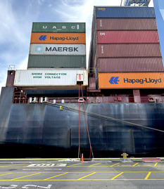 the plug in cables going down from the vessel to terminal
