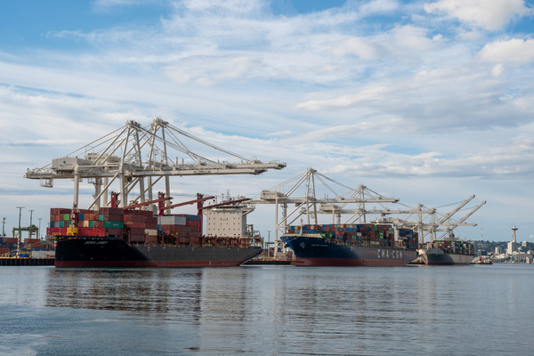 CMA CGM Almaviva, Suva Chief and OOCL New York at Terminal 18 in Seattle