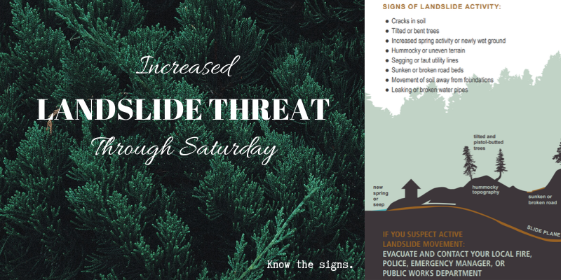 increased landslide threat through Saturday