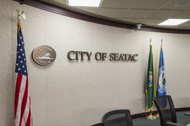 City of SeaTac sign in Chambers