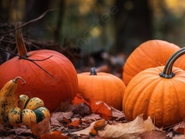Pumpkins and leaves