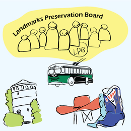 cartoon promoting Landmarks Preservation Board
