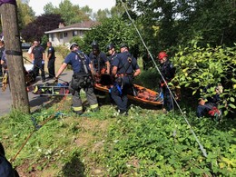 Low angle rope rescue in West Seattle