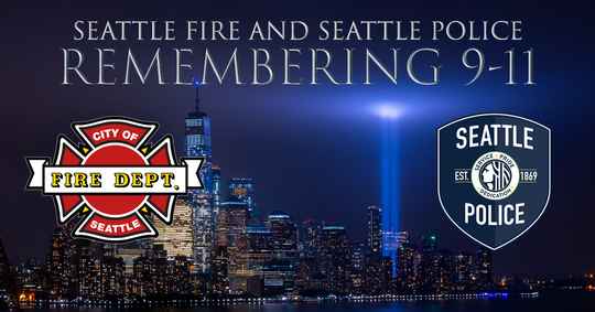 Social media post for the 9/11 memorial featuring SPD and SFD logos