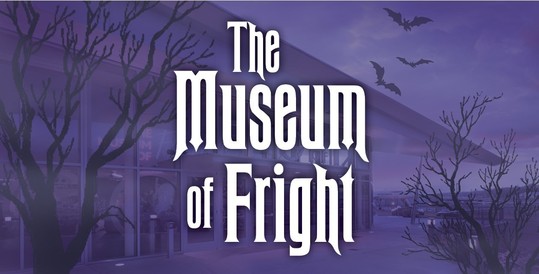 Purple header graphic reading "Museum of Fright" with the museum of flight in the background