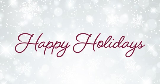 Image reading "happy holidays" in red on a white background