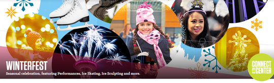 Winterfest header from Seattle Center Website featuring images from winter celebrations 