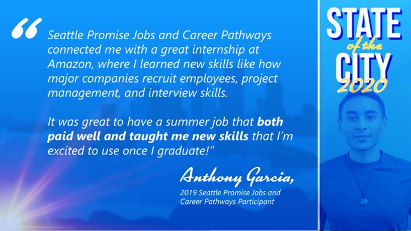 Social Media Graphic Featuring Anthony Garcia, Seattle Promise Job and Career Pathways Student