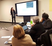 A woman speaks at Community Technology Advisory Board Meeting