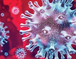 Image of coronavirus against red background