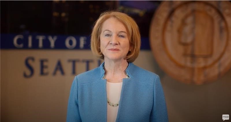 Still of Mayor Durkan speaking to the camera