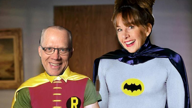 Joe and Nancy Guppy as super heroes