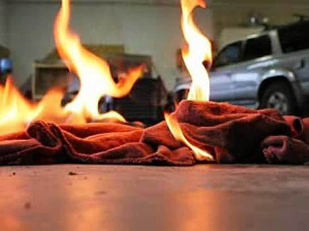 Oily rags can ignite fires