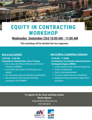 Equity in Contracting Workshop Flyer