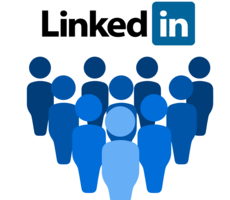 LinkedIn logo with illustration of a group of human figures