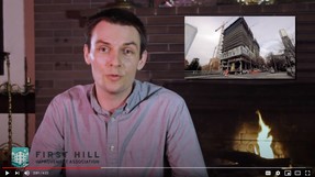 First Hill Improvement Association Doug Holtom speaking during a the first episode. 