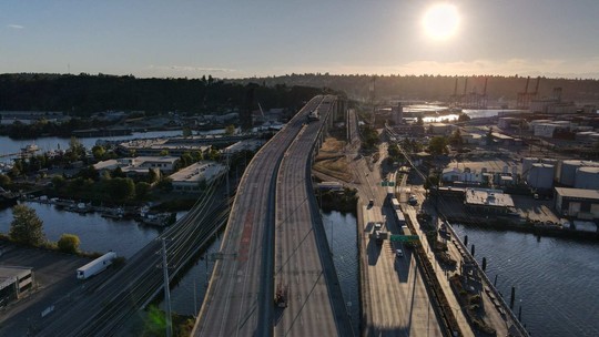 West Seattle Bridge at sunset.