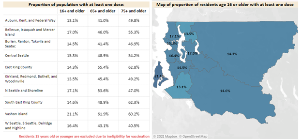 King County vaccination data and map