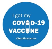 Image of sticker with the words I Got My COVID-19 Vaccine