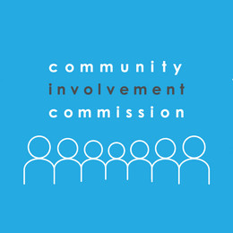 A graphic illustration of bubble people and text that says Community Involvement Commission