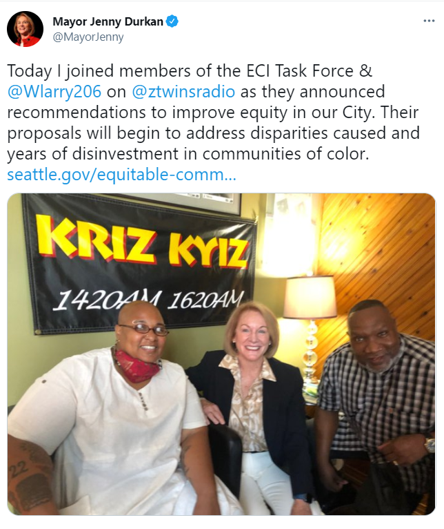 Tweet from the Mayor about the ECI Task Force