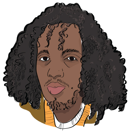illustration of young Black man with long curly hair