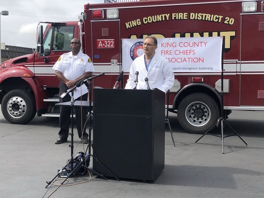 King County Fire Chiefs Association giving a press conference on the dangers of fireworks