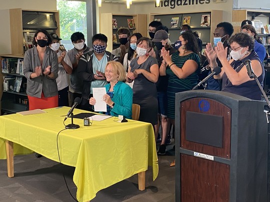 Mayor Durkan signs the legislation to develop affordable housing in South Park 