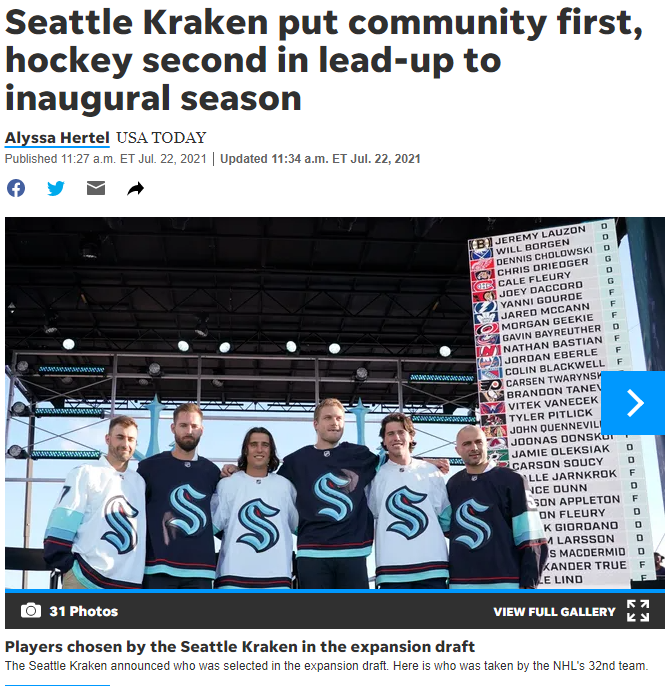 Players chosen by the Seattle Kraken in the expansion draft