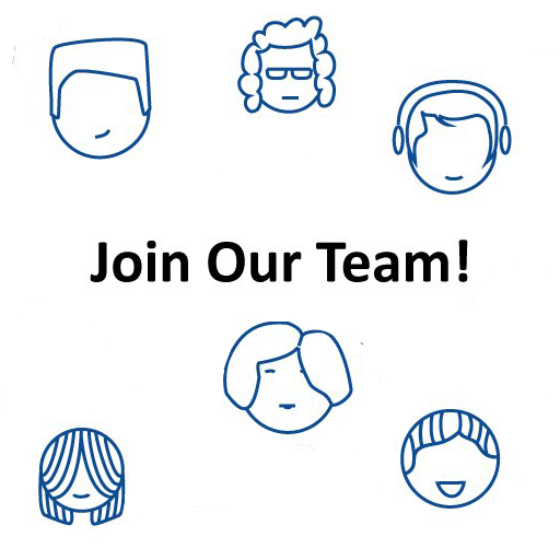 Illustration outlines of different faces with text in the center that reads "Join Our Team!"