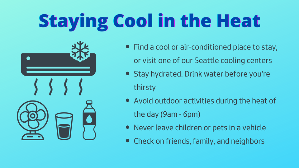 Graphic with advice to stay cool in the heat