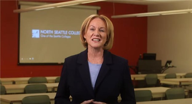 Mayor Durkan in a North Seattle College classroom delivering her Budget Speech