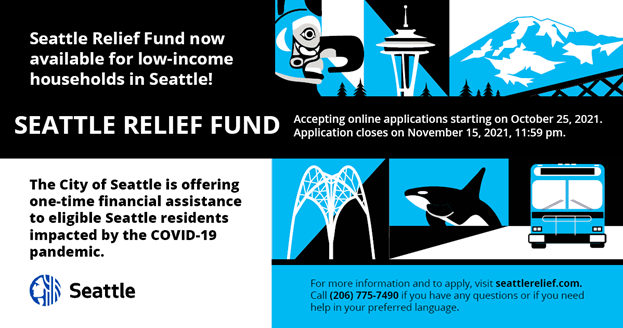 Seattle Relief Fund is now available. Visit www.seattlerelief.com for more information.