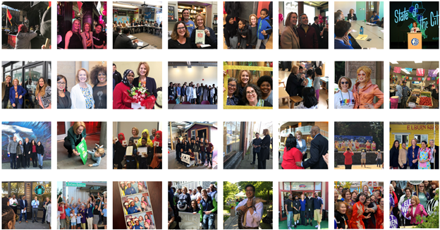 Collage of Mayor Durkan and community members throughout her term