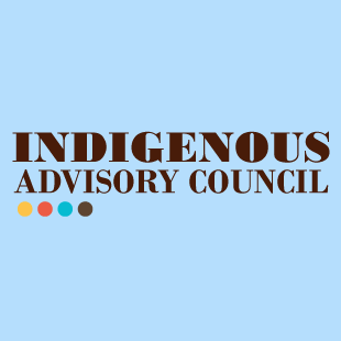 Light blue background with heavy set brown text stating, "Indigenous Advisory Council."