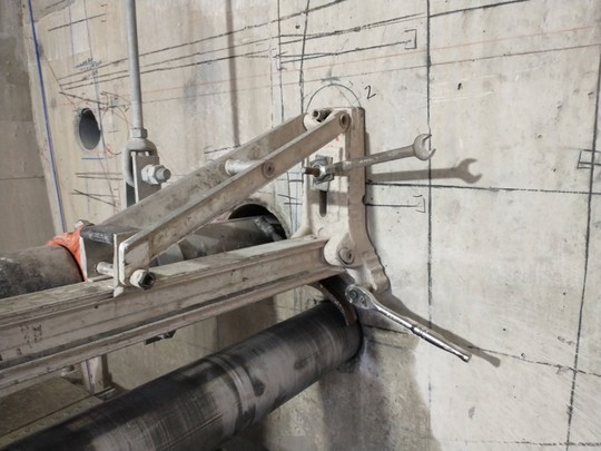 The new post-tensioning cables will pass through the drilled holes in the bridge’s interior.