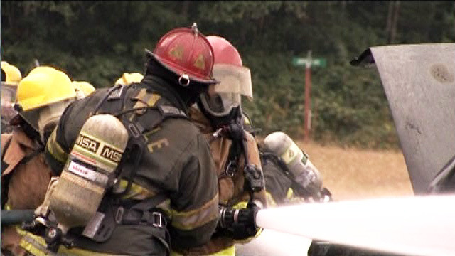 Women firefighters in training