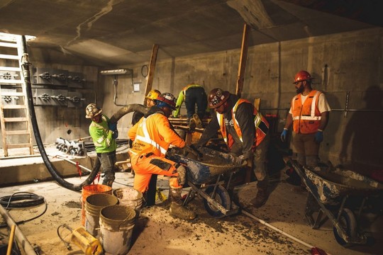 Crews finished pouring concrete structural components for the new post-tensioning system on May 26. Photo: SDOT