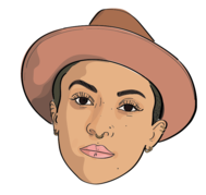 An illustration of a face with a serious face and a hat