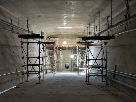 We built temporary support towers to elevate and brace the ducts that will encase the post-tensioning cables.