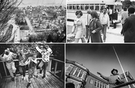 A collage of four black and white photos of different scenes from Seattle's Capitol Hill 