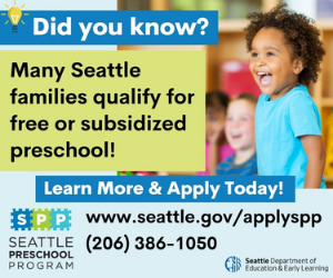 Did you know many Seattle families qualify for free or subsidized preschool? Apply to SPP today at seattle.gov/applyspp. 