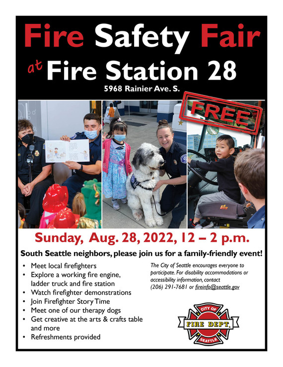 Join us for the Fire Safety Fair at Station 28 on August 28th from noon to 2 p.m.