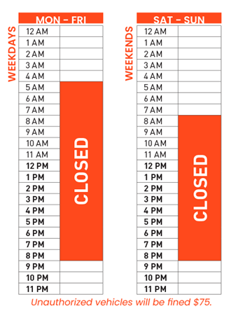 Graphic of Low Bridge Access Schedule. Visit the Low Bridge Access page for more information.