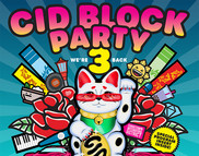 Colorful graphic illustration with text that reads "CID Block Party"