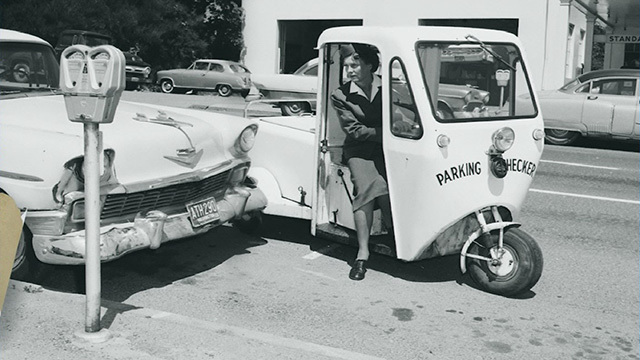 Archival photo of a woman traffic enforcement officer