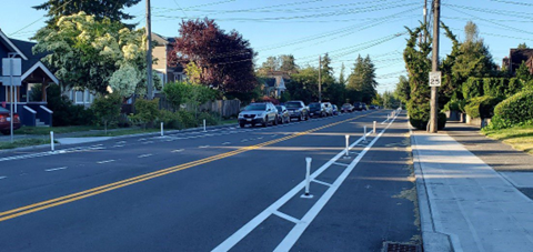 15th Ave NE, showing new bike lanes and repaved roads