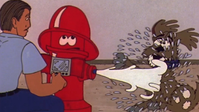 Big Red (the talking fire hydrant) appears in an animated film