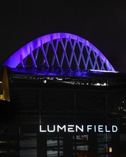 Lumen Field lights up for #PurpleThursday on October 20, 2022 to raise awareness of domestic violence