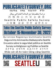 Image of flyer encouraging the public to visit PublicSafetySurvey.org to share community concerns about public safety and security